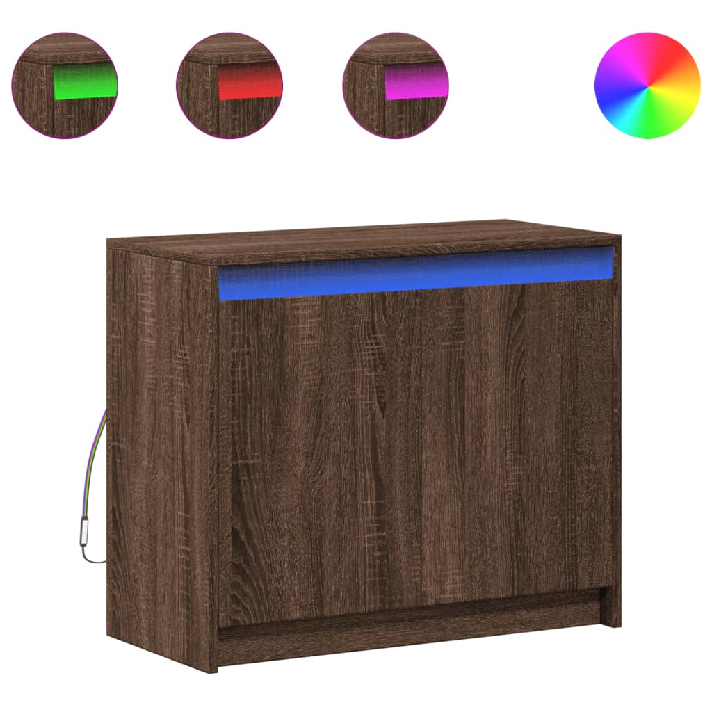 Vidaxl dressoir met led 72x34x61 cm bewerkt hout bruin eikenkleur