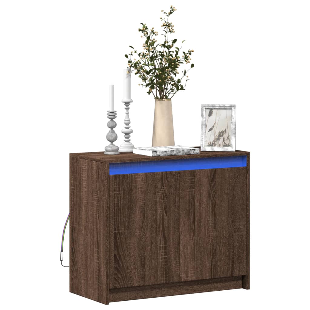 Vidaxl dressoir met led 72x34x61 cm bewerkt hout bruin eikenkleur