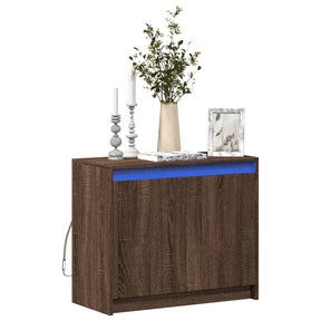 Vidaxl dressoir met led 72x34x61 cm bewerkt hout bruin eikenkleur