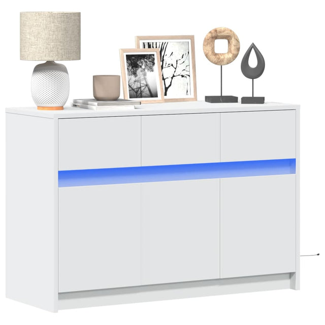 Vidaxl tv-meubel met led 91x34x61 cm bewerkt hout wit