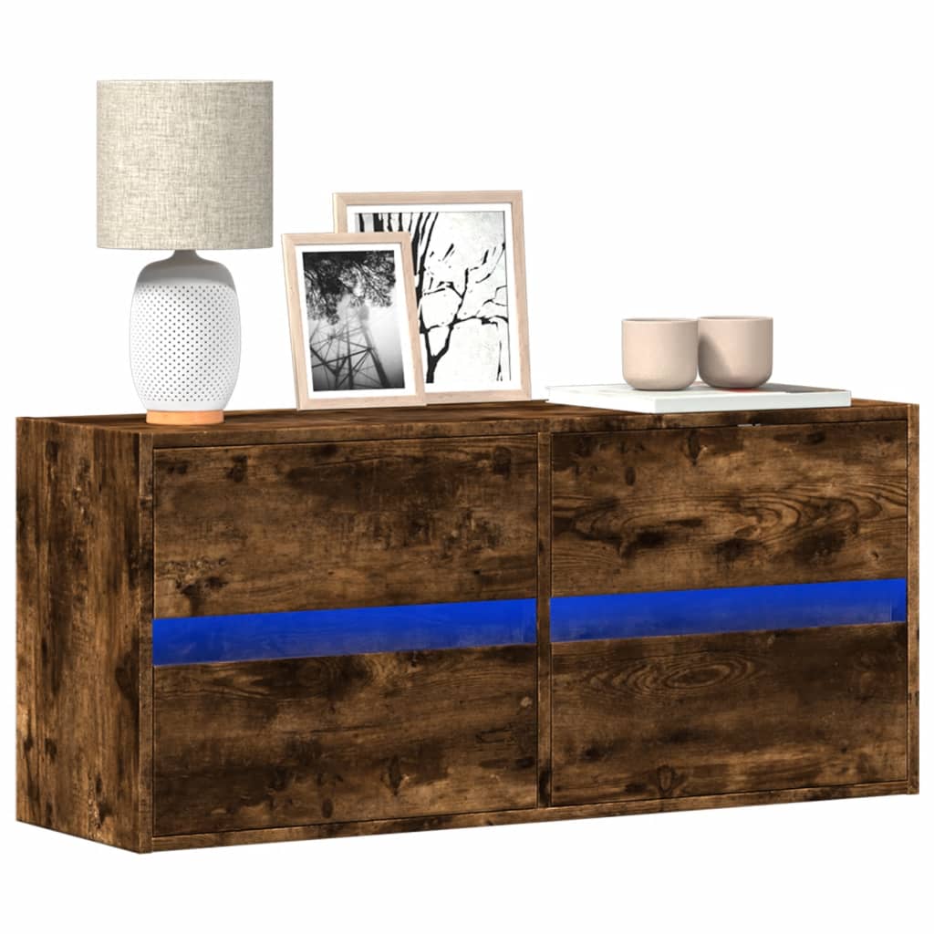 Vidaxl tv-wandmeubel met led-verlichting 100x31x45 cm gerookt eiken