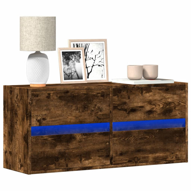 Vidaxl tv-wandmeubel met led-verlichting 100x31x45 cm gerookt eiken