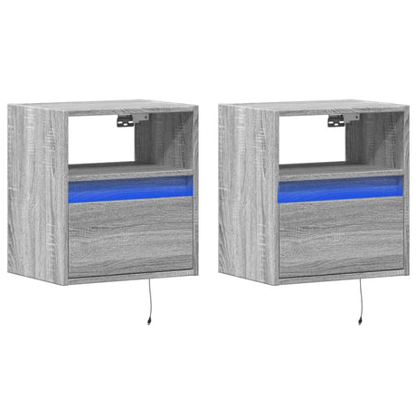 Vidaxl tv-wandmeubels met led 2 st 41x31x45 cm grijs sonoma eikenkleur
