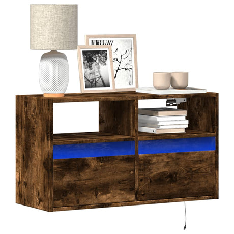 Vidaxl tv-wandmeubel met led-verlichting 80x31x45 cm gerookt eiken
