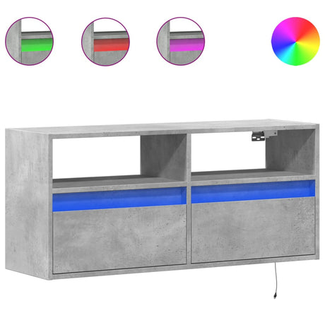 Vidaxl tv-wandmeubel met led-verlichting 100x31x45 cm betongrijs