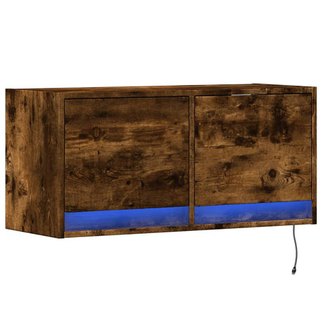 Vidaxl tv-wandmeubel met led-verlichting 80x31x35 cm gerookt eiken