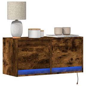Vidaxl tv-wandmeubel met led-verlichting 80x31x35 cm gerookt eiken