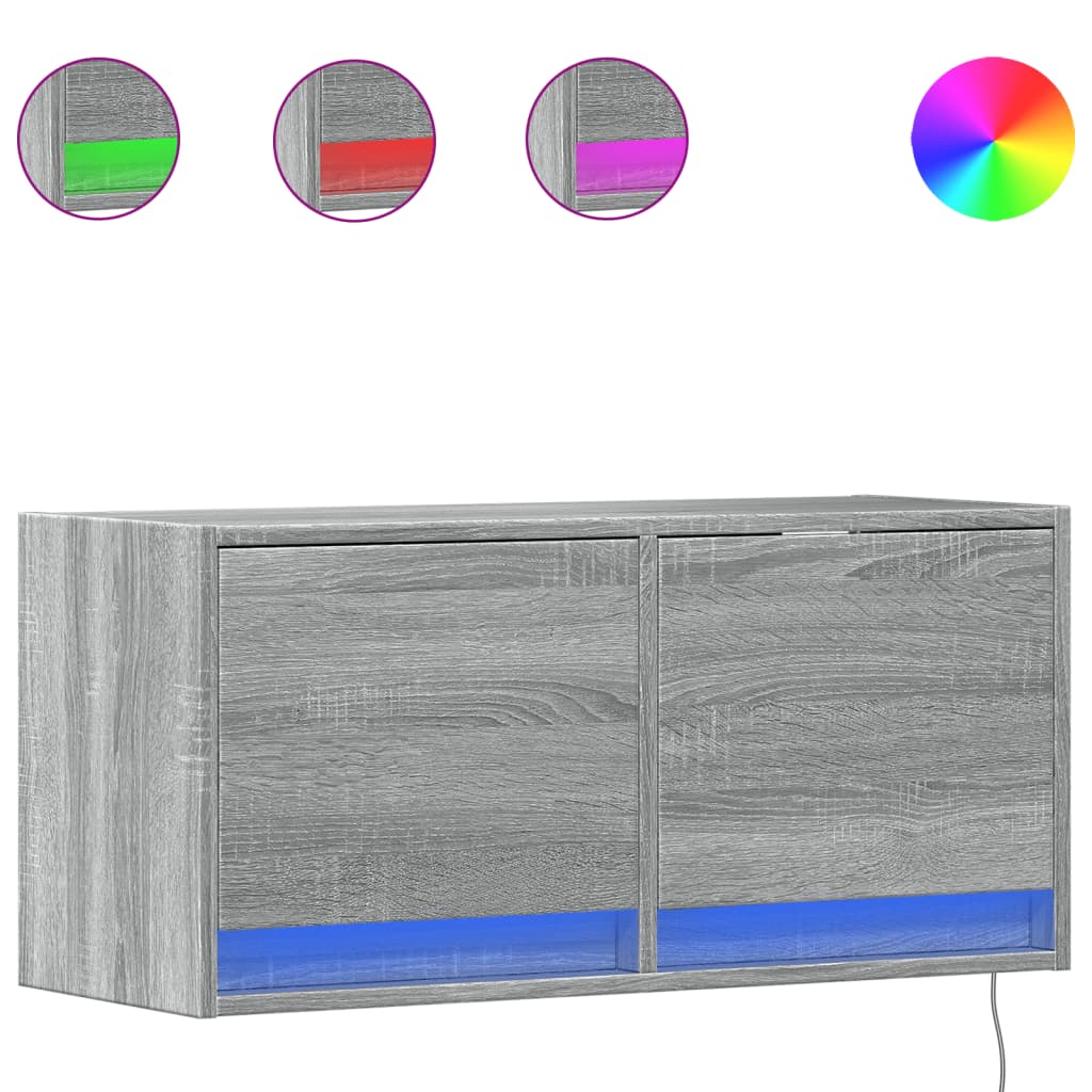 Vidaxl tv-wandmeubel met led 80x31x35 cm grijs sonoma eikenkleurig