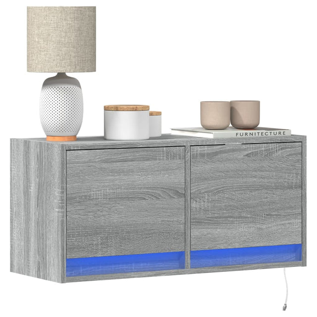 Vidaxl tv-wandmeubel met led 80x31x35 cm grijs sonoma eikenkleurig