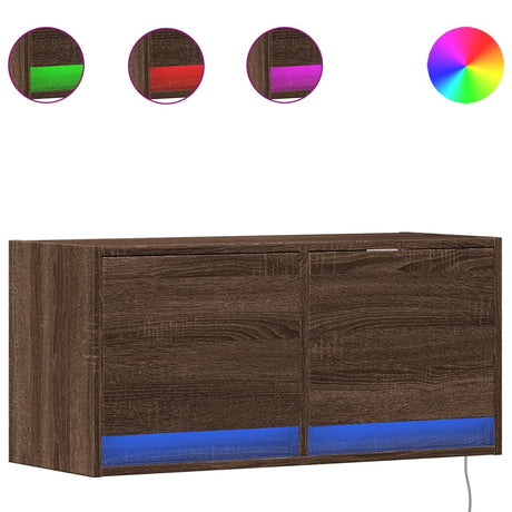 Vidaxl tv-wandmeubel met led-verlichting 80x31x35 cm bruin eikenkleur