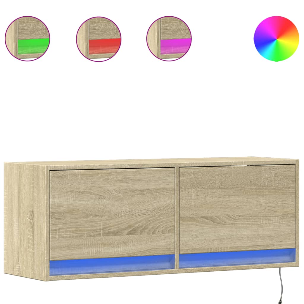 Vidaxl tv-wandmeubel met led-verlichting 100x31x35 cm sonoma eiken