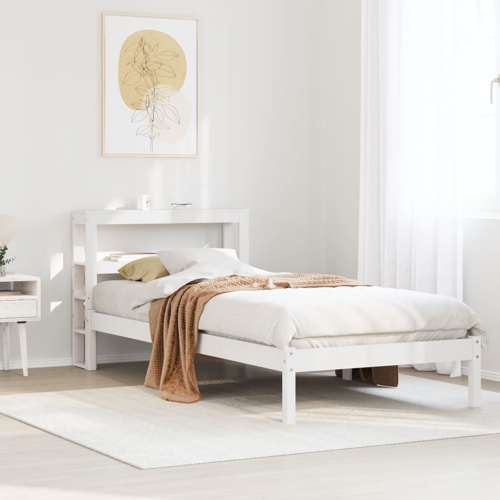 Vidaxl bedframe zonder matras massief grenenhout wit 75x190 cm