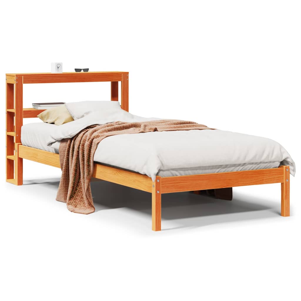 Vidaxl bedframe met hoofdbord massief grenenhout wasbruin 75x190 cm