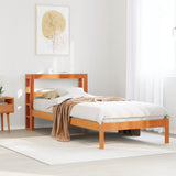 Vidaxl bedframe met hoofdbord massief grenenhout wasbruin 75x190 cm