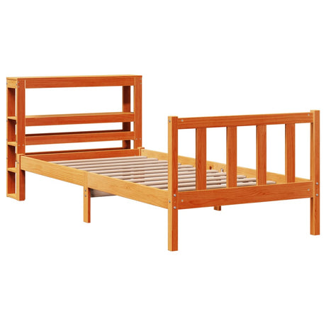 Vidaxl bedframe met hoofdbord massief grenenhout wasbruin 100x200 cm