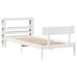 Vidaxl bedframe zonder matras massief grenenhout wit 75x190 cm