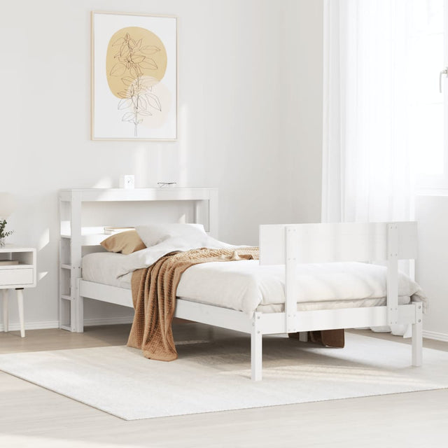 Vidaxl bedframe zonder matras massief grenenhout wit 75x190 cm