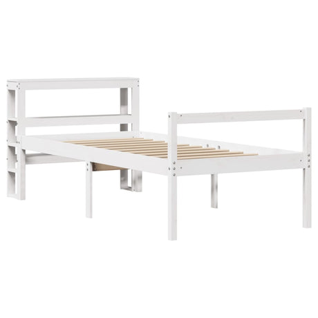 Vidaxl seniorenbed met hoofdbord massief grenenhout wit 75x190 cm