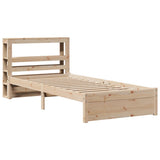 Vidaxl bedframe met hoofdbord massief grenenhout 75x190 cm