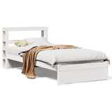 Vidaxl bedframe met hoofdbord massief grenenhout wit 75x190 cm