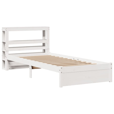 Vidaxl bedframe met hoofdbord massief grenenhout wit 75x190 cm