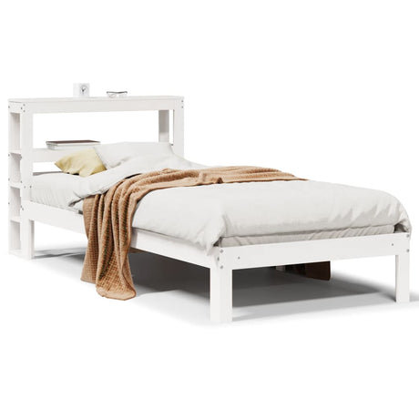 Vidaxl bedframe met hoofdbord massief grenenhout wit 75x190 cm