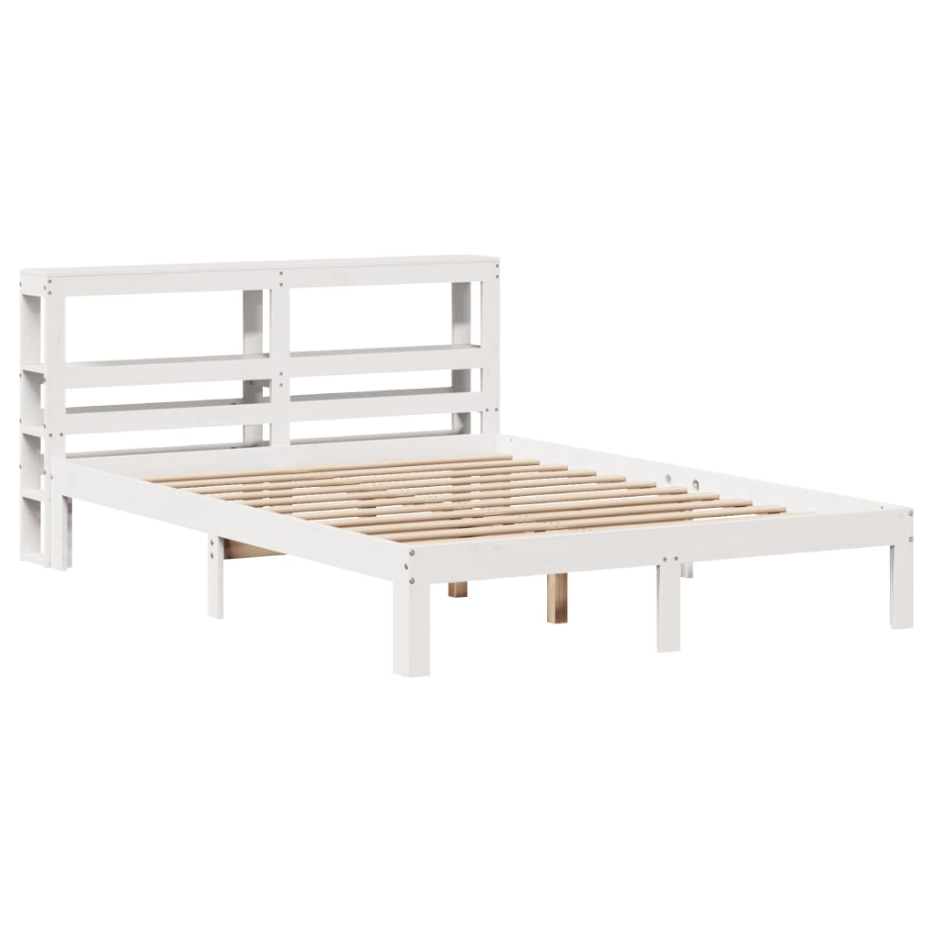 Vidaxl bedframe met hoofdbord massief grenenhout wit 150x200 cm