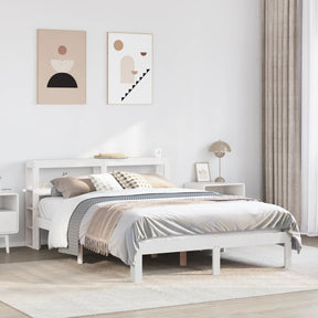 Vidaxl bedframe met hoofdbord massief grenenhout wit 150x200 cm