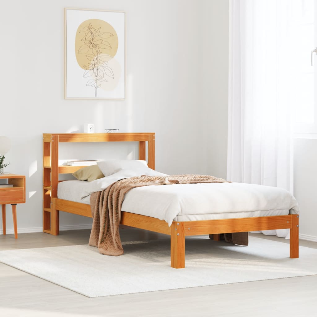 Vidaxl bedframe zonder matras massief grenenhout wasbruin 75x190 cm