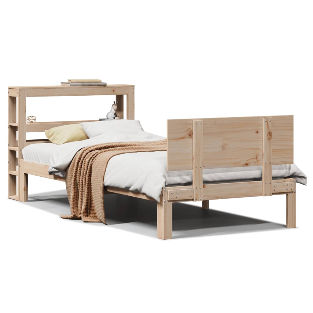 Vidaxl bedframe met hoofdbord massief grenenhout 75x190 cm
