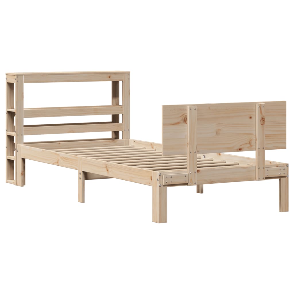 Vidaxl bedframe met hoofdbord massief grenenhout 75x190 cm