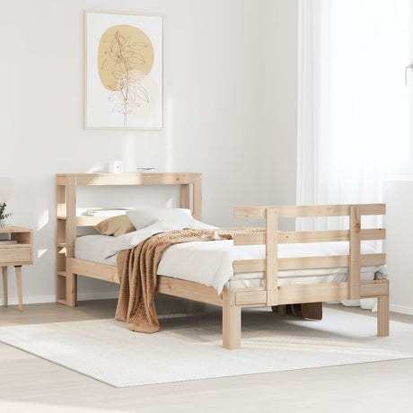 Vidaxl bedframe met hoofdbord massief grenenhout 75x190 cm