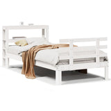 Vidaxl bedframe met hoofdbord massief grenenhout wit 75x190 cm