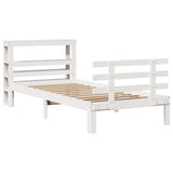 Vidaxl bedframe met hoofdbord massief grenenhout wit 75x190 cm