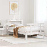 Vidaxl bedframe met hoofdbord massief grenenhout wit 75x190 cm