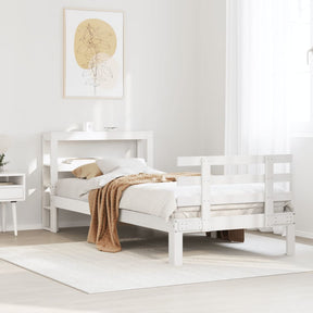 Vidaxl bedframe met hoofdbord massief grenenhout wit 75x190 cm