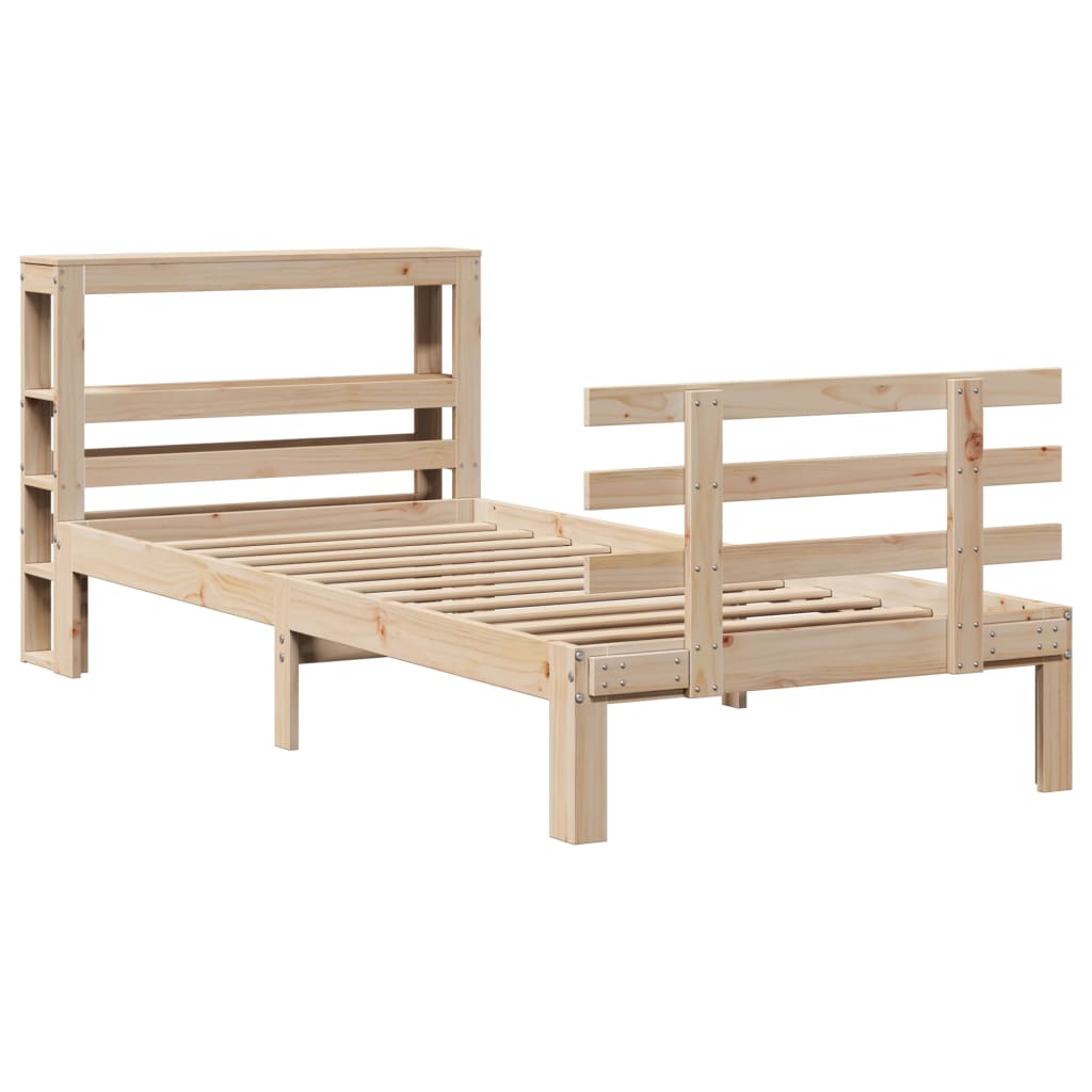 Vidaxl bedframe met hoofdbord massief grenenhout 90x190 cm