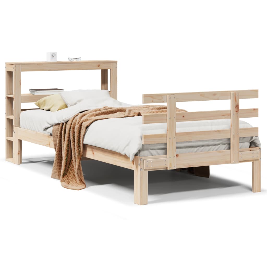 Vidaxl bedframe met hoofdbord massief grenenhout 90x200 cm