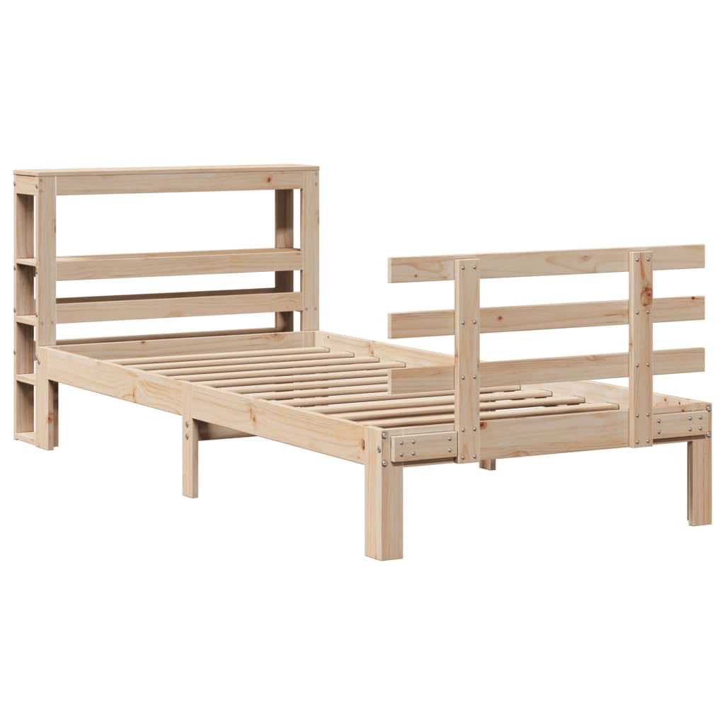 Vidaxl bedframe met hoofdbord massief grenenhout 90x200 cm