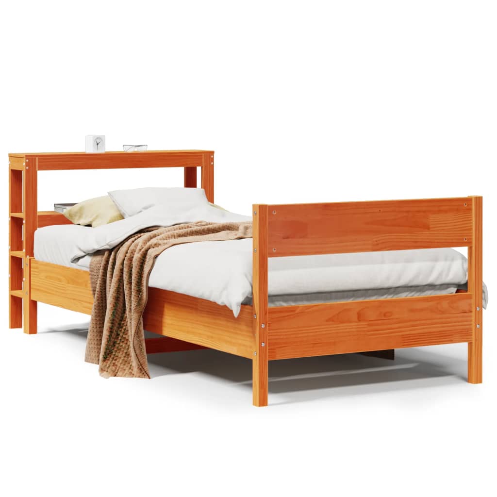 Vidaxl bedframe zonder matras massief grenenhout wasbruin 75x190 cm