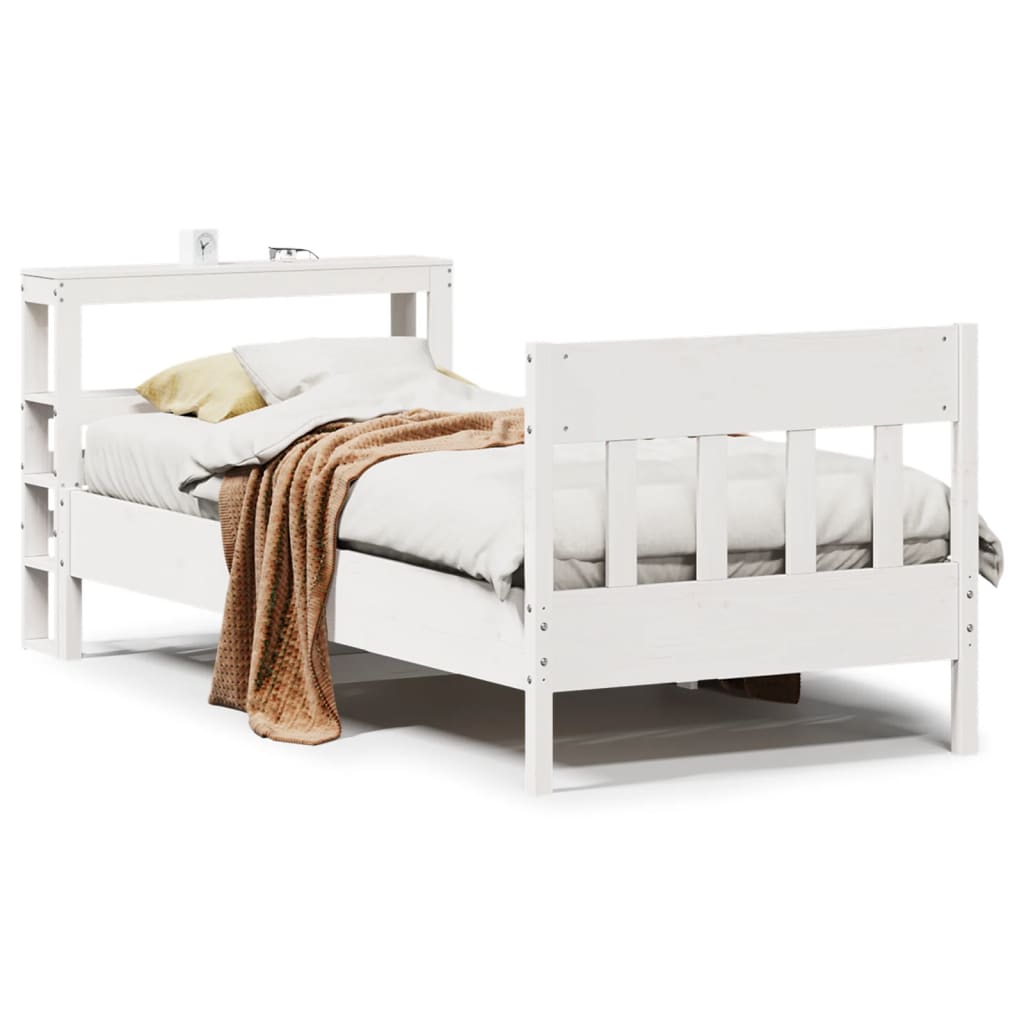 Vidaxl bedframe zonder matras massief grenenhout wit 75x190 cm