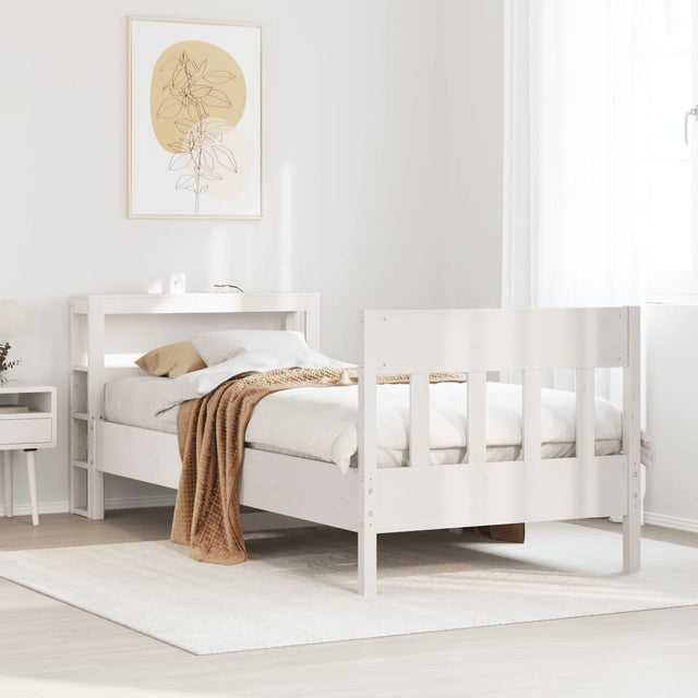 Vidaxl bedframe zonder matras massief grenenhout wit 75x190 cm