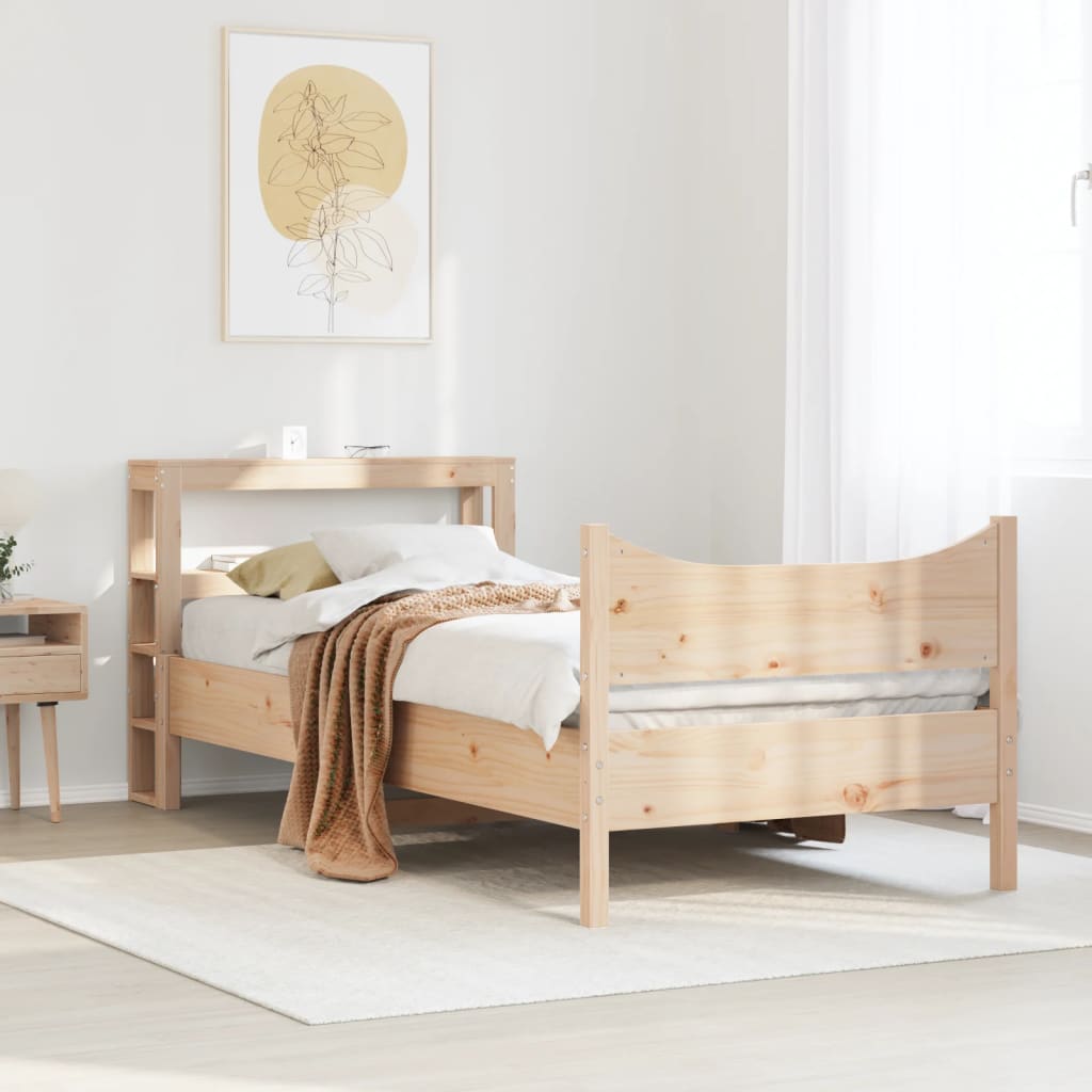 Vidaxl bedframe met hoofdbord massief grenenhout 75x190 cm