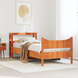 Vidaxl bedframe met hoofdbord massief grenenhout wasbruin 75x190 cm