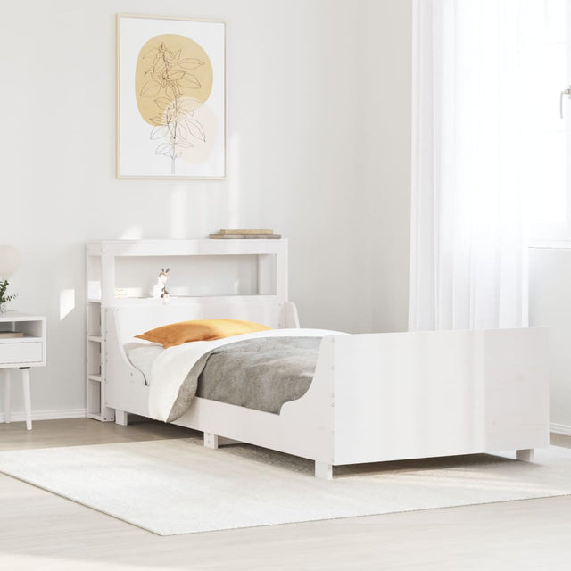 Vidaxl bedframe zonder matras massief grenenhout wit 75x190 cm