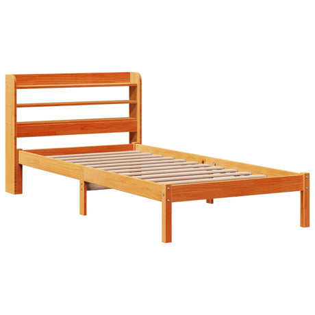 Vidaxl bedframe met hoofdbord massief grenenhout wasbruin 100x200 cm