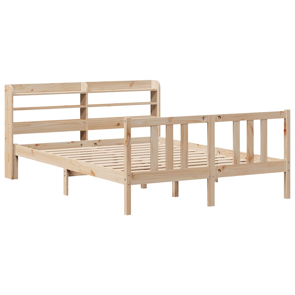 Vidaxl bedframe met hoofdbord massief grenenhout 135x190 cm