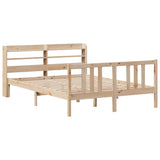 Vidaxl bedframe met hoofdbord massief grenenhout 135x190 cm
