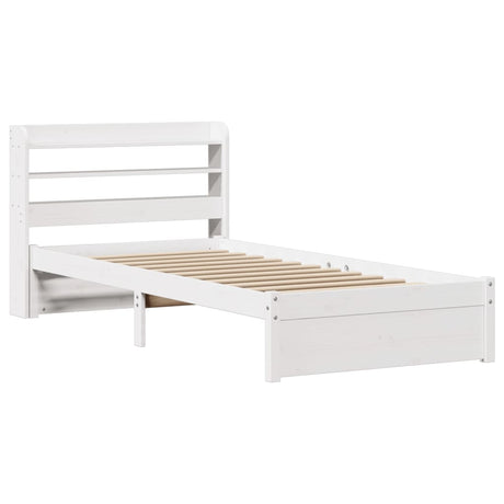 Vidaxl bedframe met hoofdbord massief grenenhout wit 75x190 cm