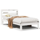 Vidaxl bedframe met hoofdbord massief grenenhout wit 75x190 cm